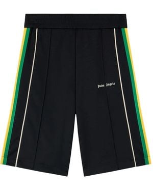 Palm Angels Logo Striped Shorts - Black