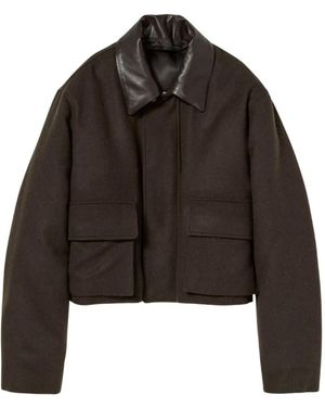 AURALEE Leather-Collar Jacket - Black