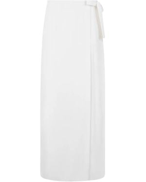 Alberta Ferretti Pleated-Detail Straight Maxi Skirt - White