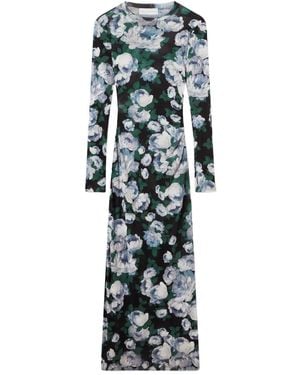 Stella McCartney Floral Long-Sleeve Mesh Midi Dress - Multicolor