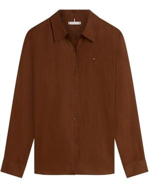 Tommy Hilfiger Logo-Embroidered Button-Down Shirt - Brown