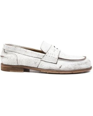 F.LLI RENNELLA Crackle-Effect Leather Loafers - White