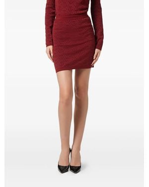 Philipp Plein Gestrickter Minirock Mit Monogramm - Rot
