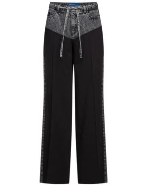 KARL LAGERFELD Panelled Denim-Waist Trousers - Black