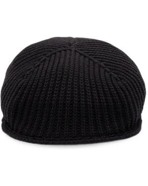 Altea Ribbed-Knit Wool Flat Cap - Black