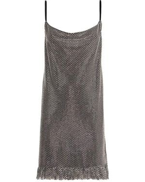 Philosophy Di Lorenzo Serafini Rhinestone Ruffled Mini Dress - Brown