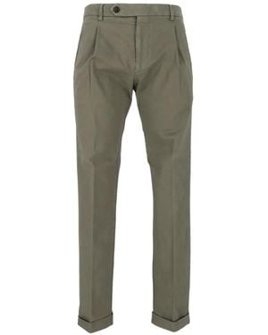 Berwich Pleated Turn-Up Straight-Leg Trousers - Green
