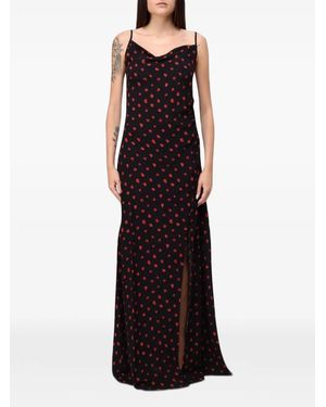 Mar De Margaritas Robe Fleurie Kelly À Col Bénitier - Black