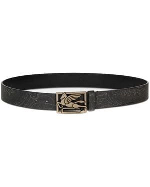Etro Pegaso Leren Riem - Wit