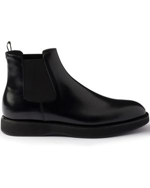 Prada Elasticated-Panel Leather Chelsea Boots - Black