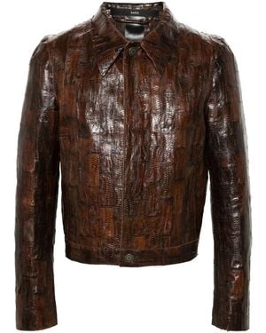 SAPIO Snakeskin-Effect Jacket - Brown