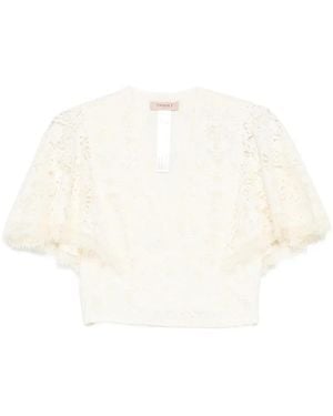 Twinset Lace Flared-Sleeves Blouse - White