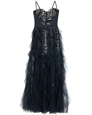 Just Cavalli Zebra-Print Sequin-Embellished Maxi Dress - Blue