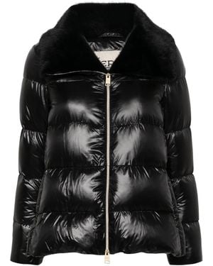 Herno Quilted Jacket With Faux-Fur Collar For - Black
