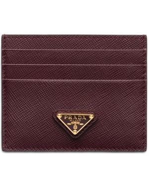 Prada Saffiano Leather Card Holder - Purple
