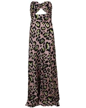 Essentiel Antwerp Twist-Knot Animal-Print Maxi Dress - White