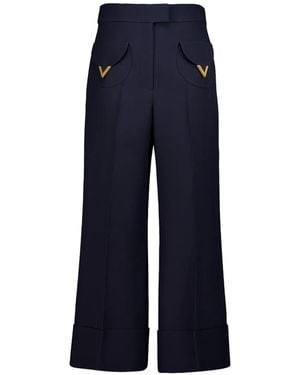 Valentino Garavani Vlogo Signature Turn-Up Cuff Trousers - Blue