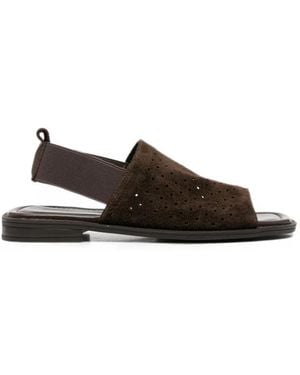 SERGIO MORETTI FIRENZE Perforated-Suede Slingback Sandals - White