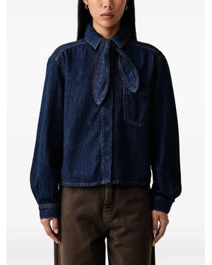 Marc O' Polo Pussy-Bow Denim Blouse - Blue