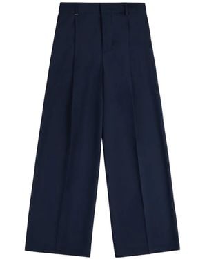 Fay Pleated Wide-Leg Pants - Blue