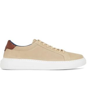 G. Brown Shoes Puff Suede Contrast-Heel Trainers - White