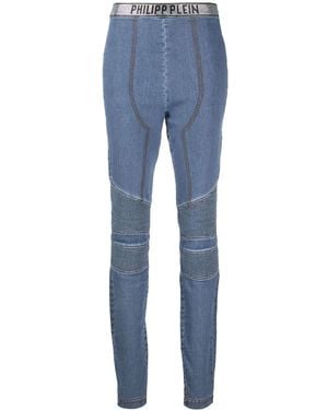 Philipp Plein Logo-Embellished Jeggings - Blue
