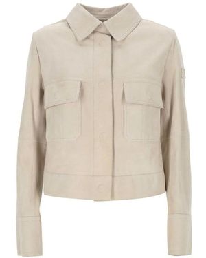 Peuterey Buttoned Leather Jacket - Natural