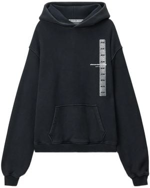 Alexander Wang Graphic-Print Pouch-Pocket Hoodie - Black