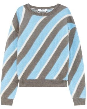MSGM Jersey A Rayas Diagonales - Azul