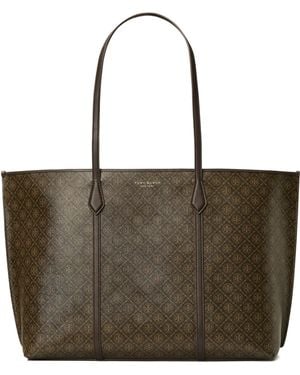 Tory Burch Perry Shopper Met Logo Patroon - Bruin