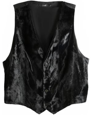 SAPIO Cavallino Velvet Effect Gilet - Black