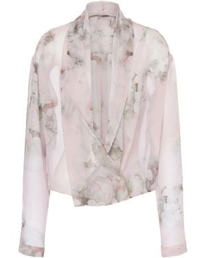 Alberta Ferretti Floral-Print Blouse - White
