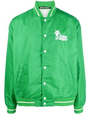Palm Angels Graphic-Print Bomber Jacket - Green