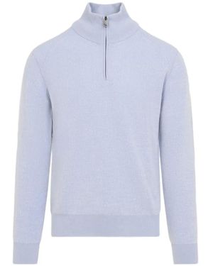 Brioni Pull En Cachemire À Design Côtelé - Bleu