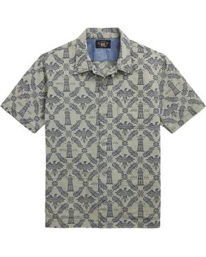 RRL Jacquard Short-Sleeve Shirt - Grey