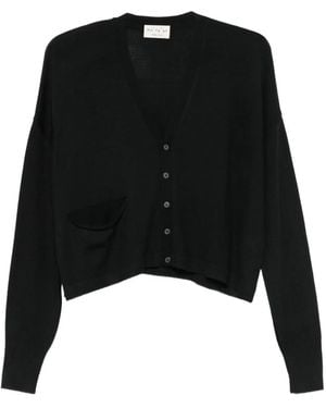Ma'ry'ya V-Neck Patch-Pocket Cardigan - Black