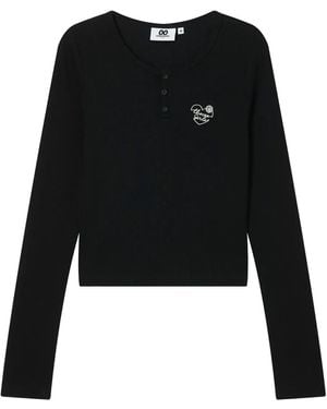 Chocoolate T-Shirt mit Herzstickerei - Schwarz