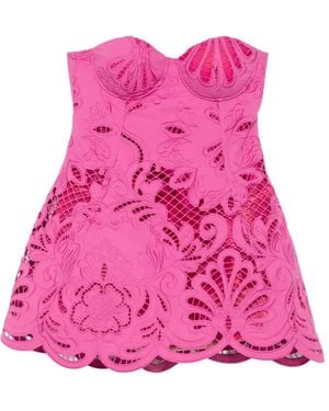 GIUSEPPE DI MORABITO Cut-Out Floral-Embroidered Mini Dress - Pink