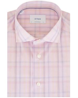 Eton Poplin Checked Shirt - Pink