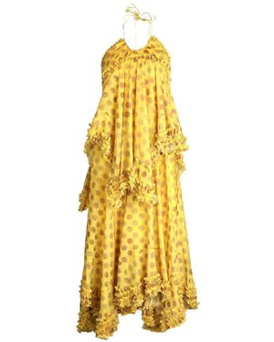 Alexis Sidi Ruffled Polka-Dot Midi Dress - Metallic
