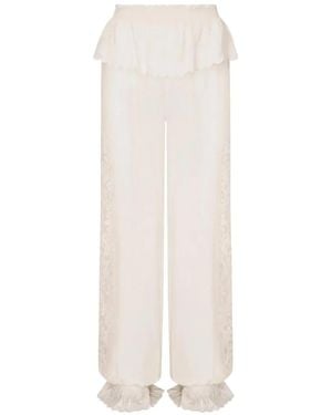 LoveShackFancy Pantalon À Détail De Dentelle - White