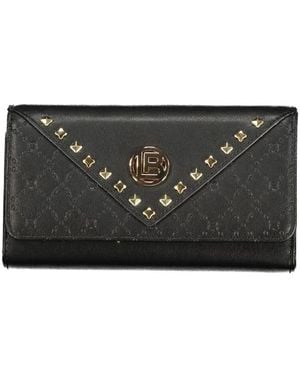 Laura Biagiotti Stud-Embellished Monogram-Embossed Wallet - Black
