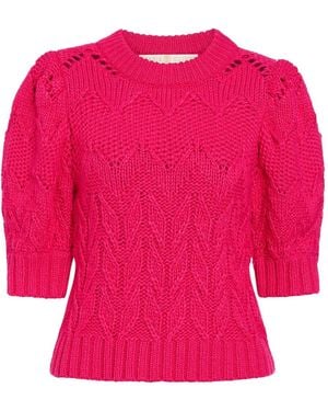 Marie Oliver Vayda Puff-Sleeves Sweater - Pink