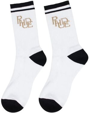 Rhude Logo-Embroidered Socks - White