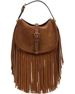 Etro Borsa A Spalla Pony Piccola Con Frange - Marrone