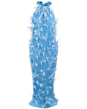 ROWEN ROSE Robe Plissée À Coupe Longue - Blue
