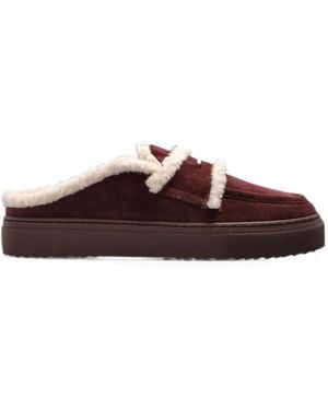 Inuikii Shearling-Trim Leather Mules - Brown