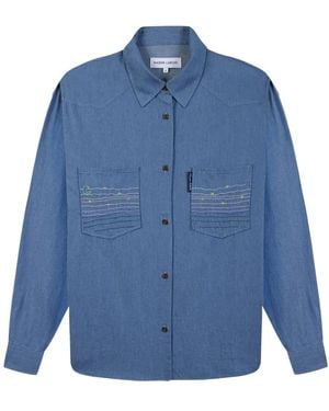 Maison Labiche Monselet Lalabiche-Embroidered Denim Shirt - Blue