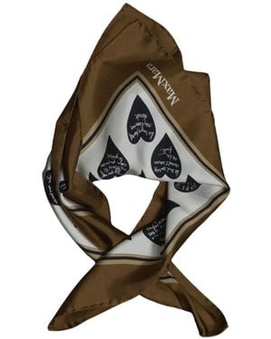 Max Mara Heart-Print Silk Scarf - Brown