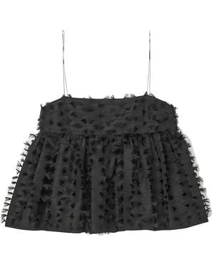 Cecilie Bahnsen Babette Fil-Coupé Sleeveless Peplum Blouse - Black